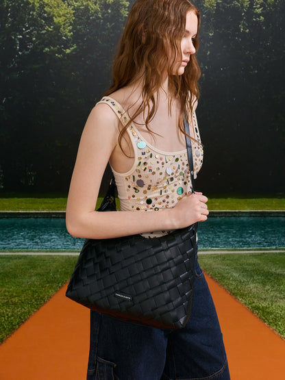 CHARLES & KEITH Discount | Ivette Woven Tassel Hobo Bag - Noir