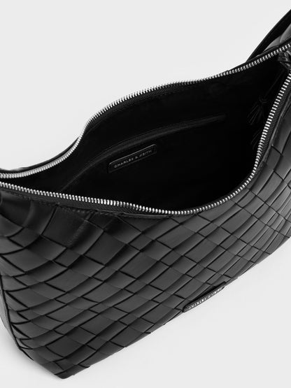 CHARLES & KEITH Discount | Ivette Woven Tassel Hobo Bag - Noir