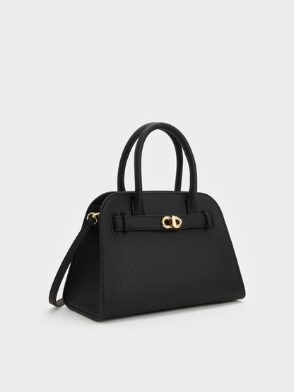 CHARLES & KEITH Trusted | Aubrielle Belted Tote Bag - Black