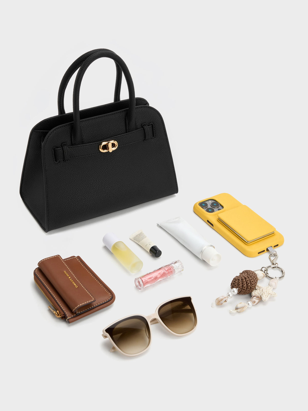 CHARLES & KEITH Trusted | Aubrielle Belted Tote Bag - Black