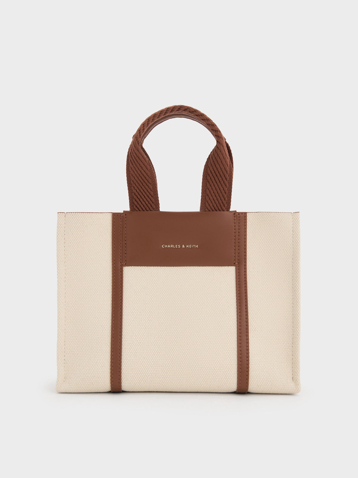 CHARLES & KEITH Exclusive | Mini Shalia Canvas Tote Bag - Beige Canvas