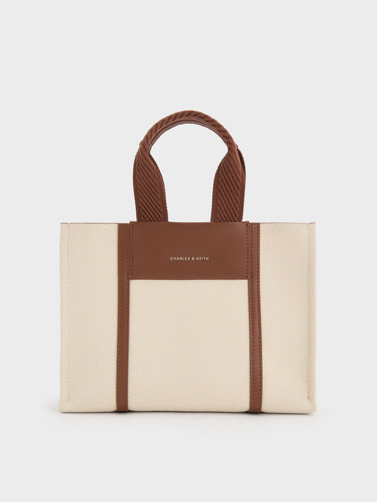 CHARLES & KEITH Exclusive | Mini Shalia Canvas Tote Bag - Beige Canvas
