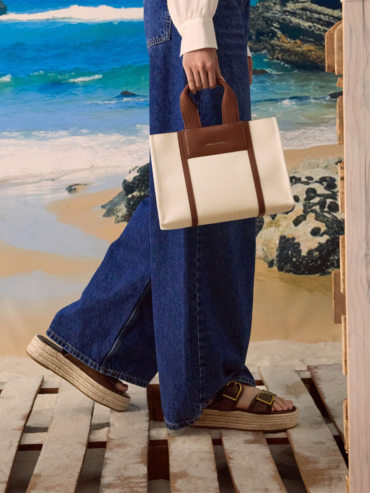 CHARLES & KEITH Exclusive | Mini Shalia Canvas Tote Bag - Beige Canvas