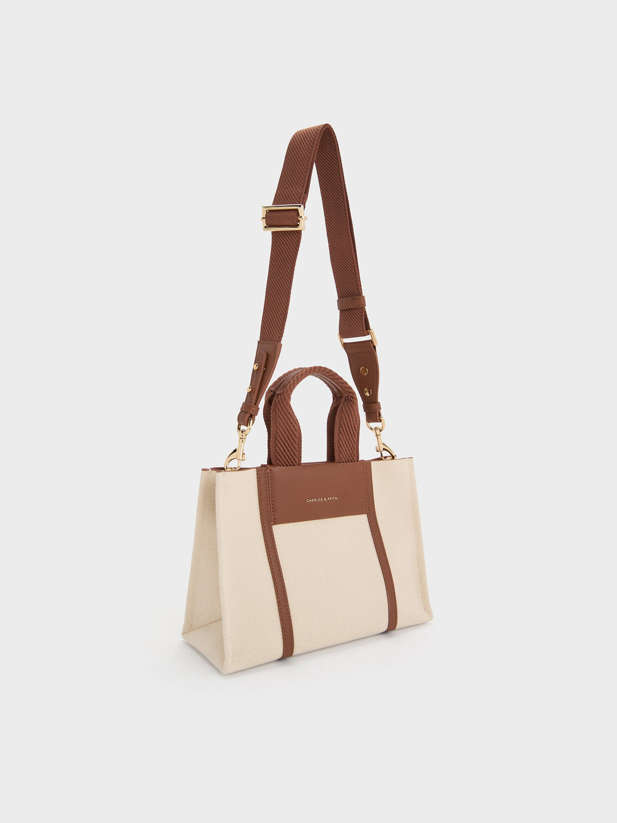CHARLES & KEITH Exclusive | Mini Shalia Canvas Tote Bag - Beige Canvas