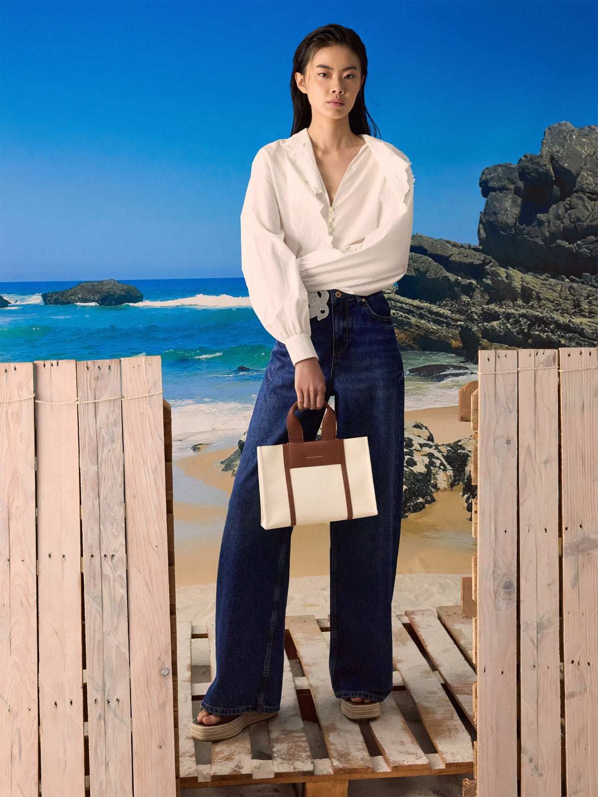 CHARLES & KEITH Exclusive | Mini Shalia Canvas Tote Bag - Beige Canvas