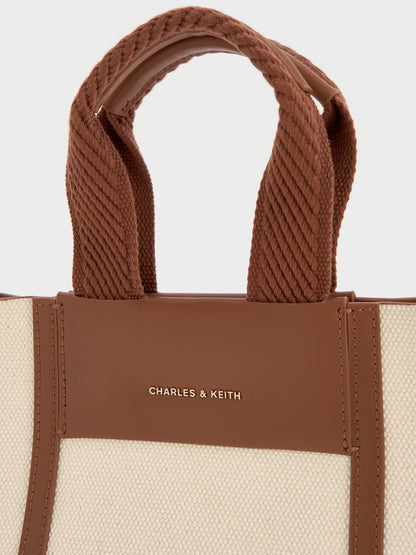 CHARLES & KEITH Exclusive | Mini Shalia Canvas Tote Bag - Beige Canvas
