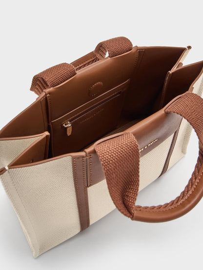 CHARLES & KEITH Exclusive | Mini Shalia Canvas Tote Bag - Beige Canvas