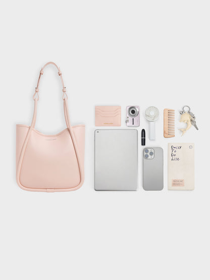 CHARLES & KEITH Exclusive | Mini Lyla Tubular Tote Bag - Soft Pink