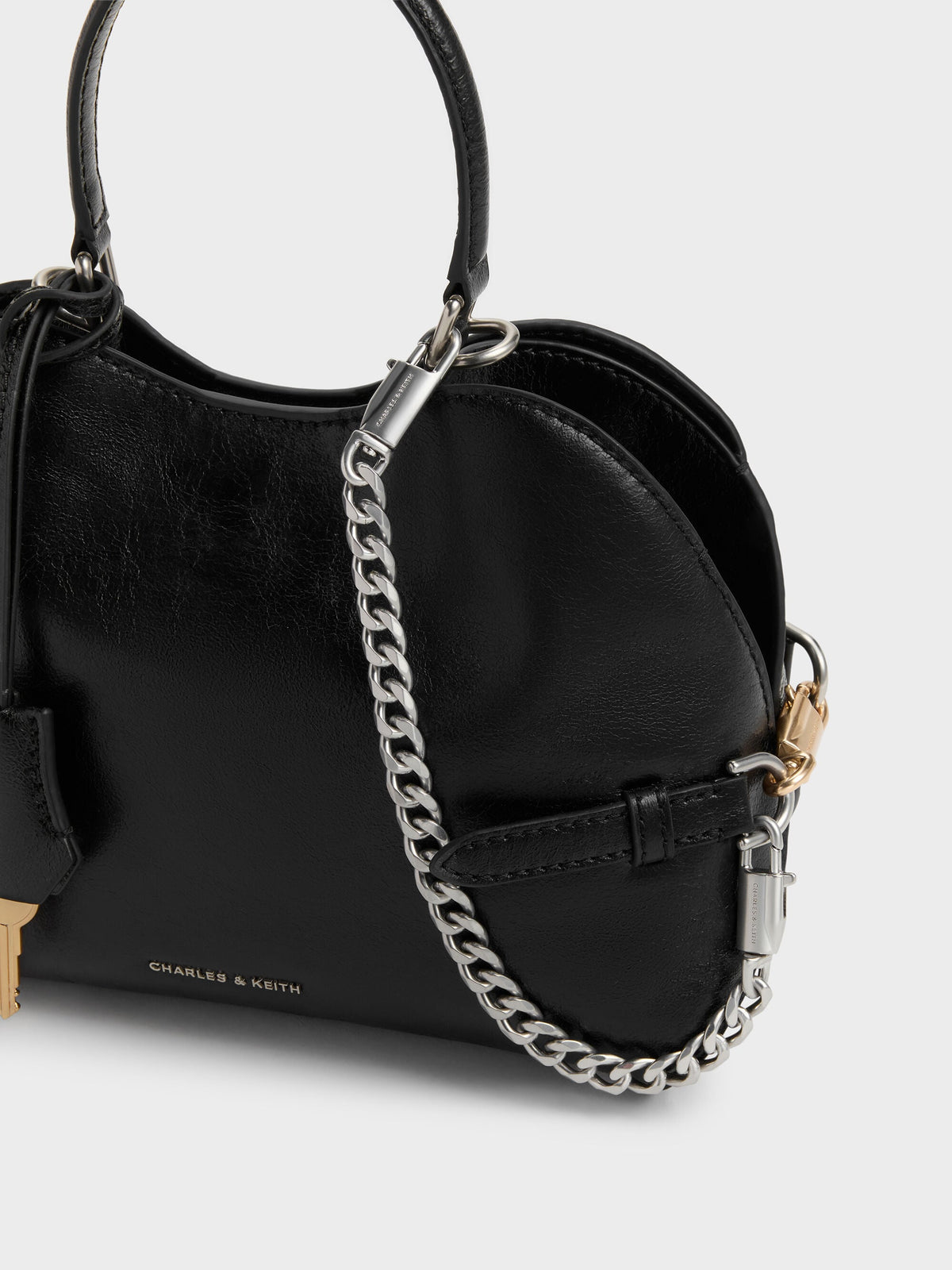 CHARLES & KEITH Trending | Delfina Chain Side-Belt Tote Bag - Noir