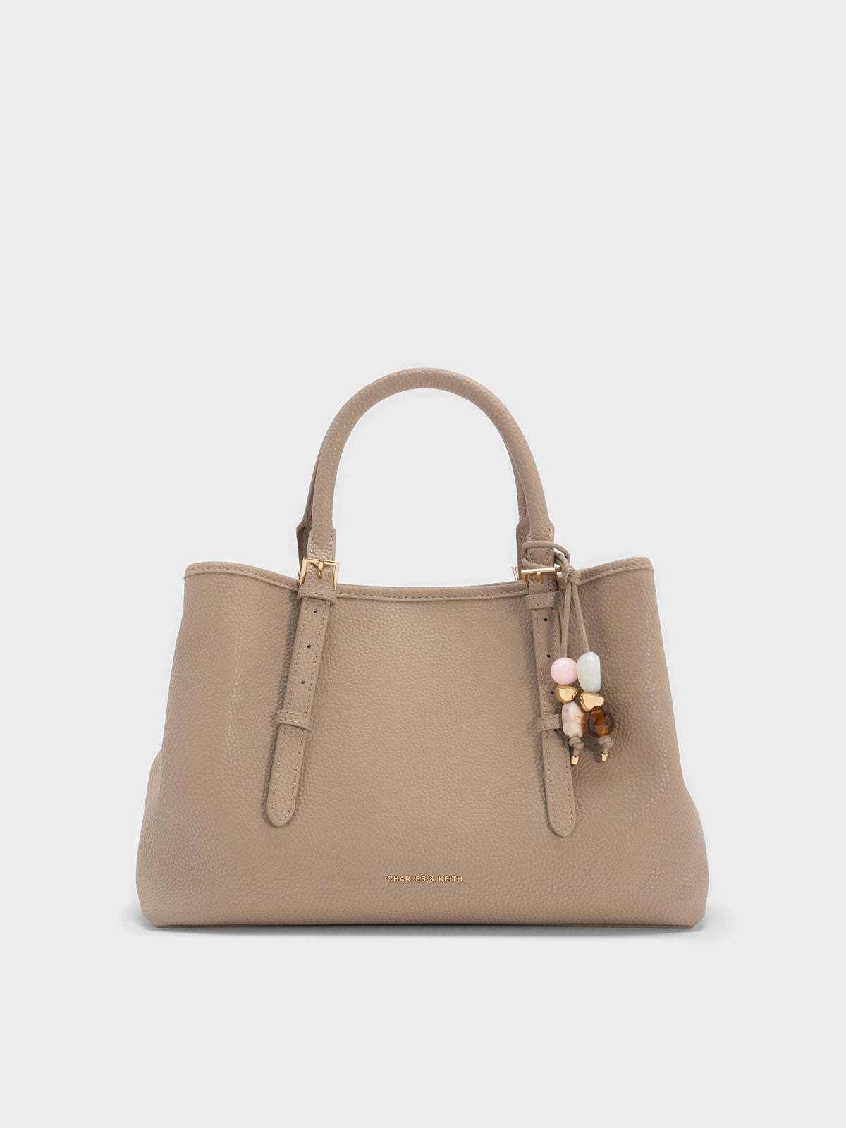 CHARLES & KEITH Trending | Baral Bead-Charm Tote Bag - Taupe