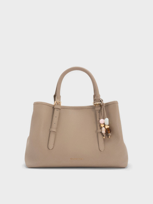 CHARLES & KEITH Trending | Baral Bead-Charm Tote Bag - Taupe