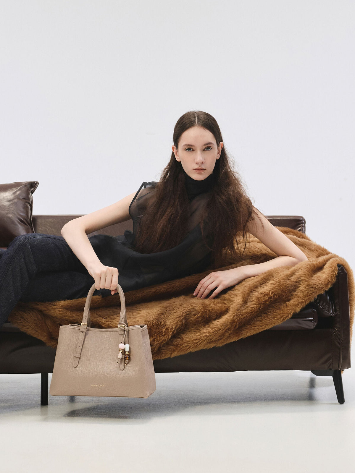 CHARLES & KEITH Trending | Baral Bead-Charm Tote Bag - Taupe