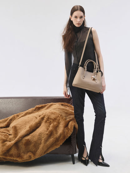 CHARLES & KEITH Trending | Baral Bead-Charm Tote Bag - Taupe