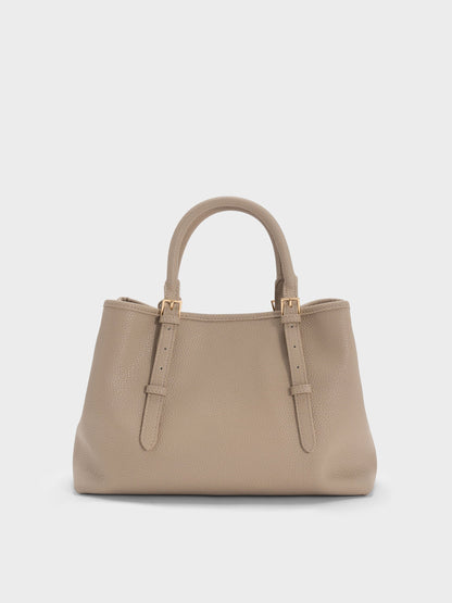 CHARLES & KEITH Trending | Baral Bead-Charm Tote Bag - Taupe
