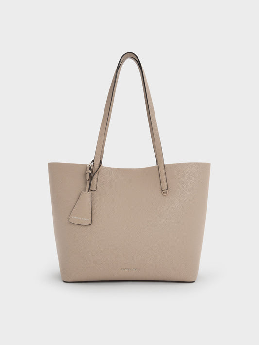 CHARLES & KEITH Best Seller | Beryl Tote Bag - Taupe