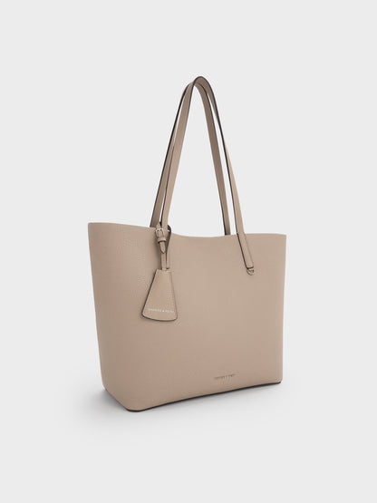 CHARLES & KEITH Best Seller | Beryl Tote Bag - Taupe