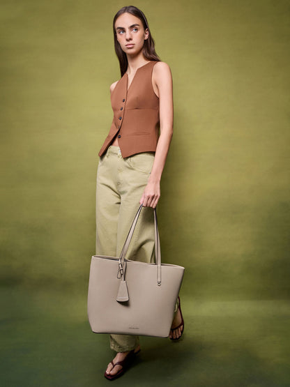 CHARLES & KEITH Best Seller | Beryl Tote Bag - Taupe