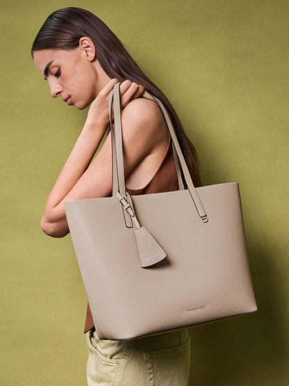 CHARLES & KEITH Best Seller | Beryl Tote Bag - Taupe
