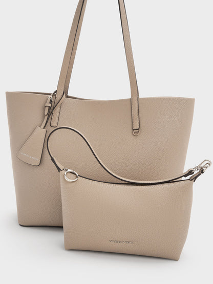 CHARLES & KEITH Best Seller | Beryl Tote Bag - Taupe