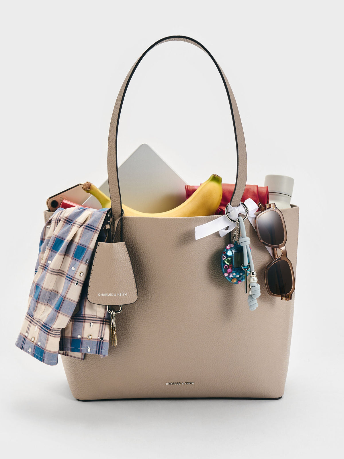 CHARLES & KEITH Best Seller | Beryl Tote Bag - Taupe
