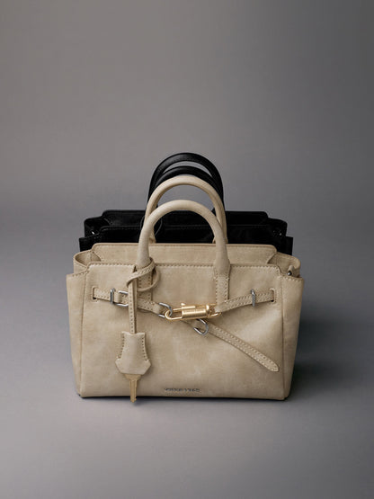 CHARLES & KEITH Trusted | Mini Delfina Belted Tote Bag - Noir