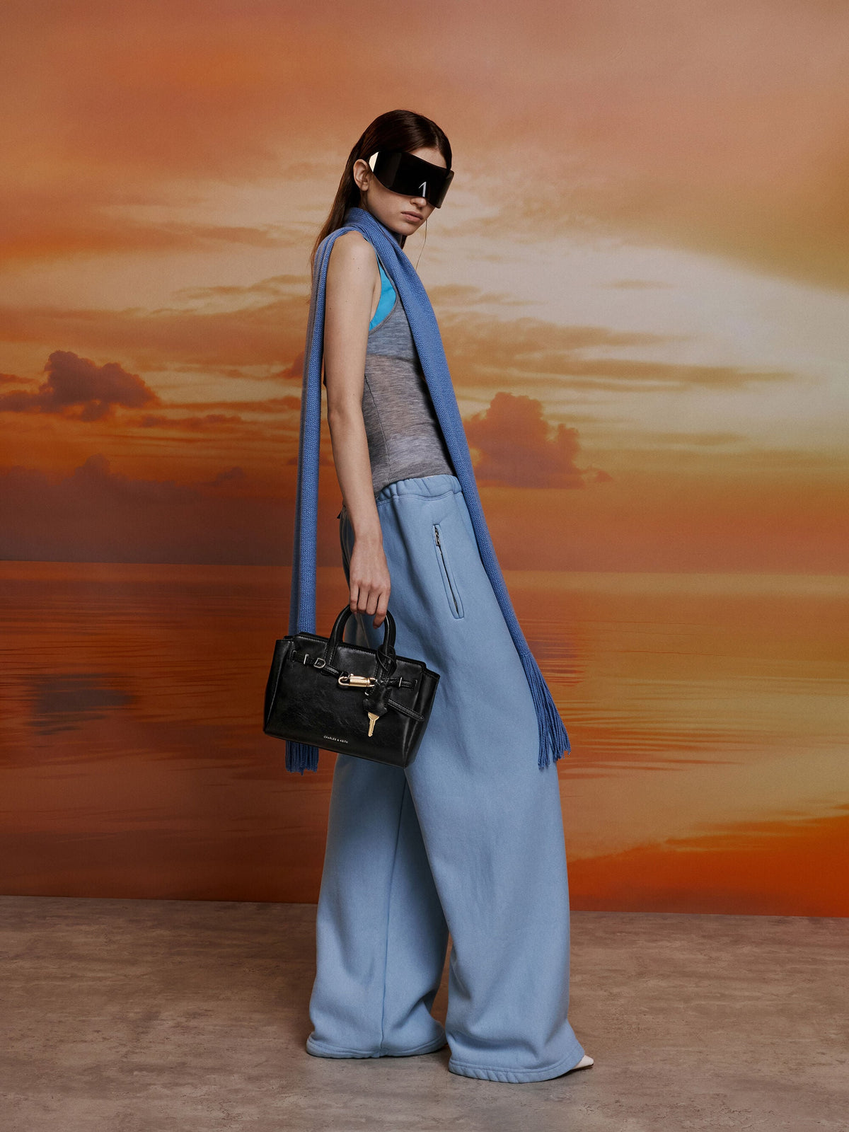 CHARLES & KEITH Trusted | Mini Delfina Belted Tote Bag - Noir