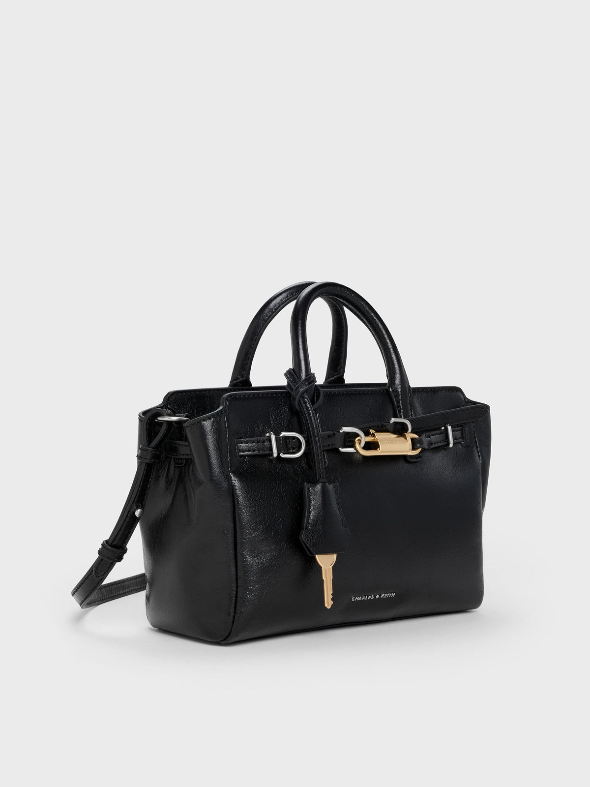 CHARLES & KEITH Trusted | Mini Delfina Belted Tote Bag - Noir