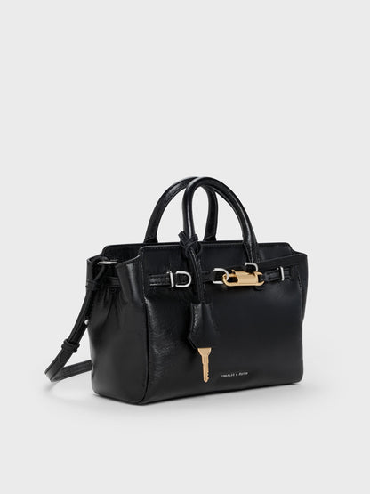CHARLES & KEITH Trusted | Mini Delfina Belted Tote Bag - Noir