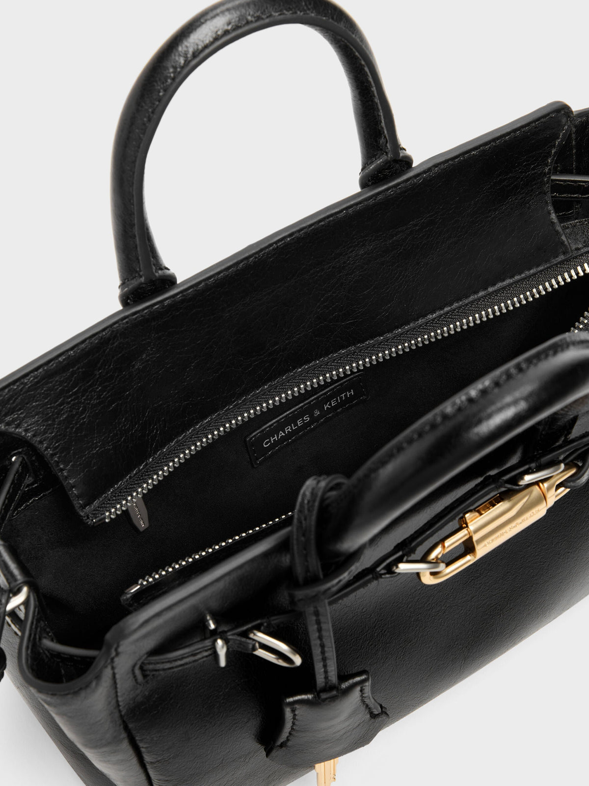 CHARLES & KEITH Trusted | Mini Delfina Belted Tote Bag - Noir