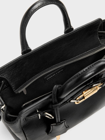 CHARLES & KEITH Trusted | Mini Delfina Belted Tote Bag - Noir