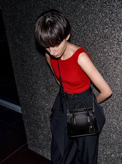 CHARLES & KEITH Sale | Rene Structured Top Handle Bag - Black