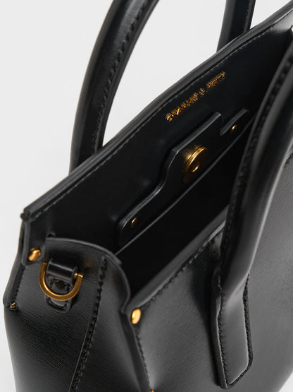CHARLES & KEITH Sale | Rene Structured Top Handle Bag - Black