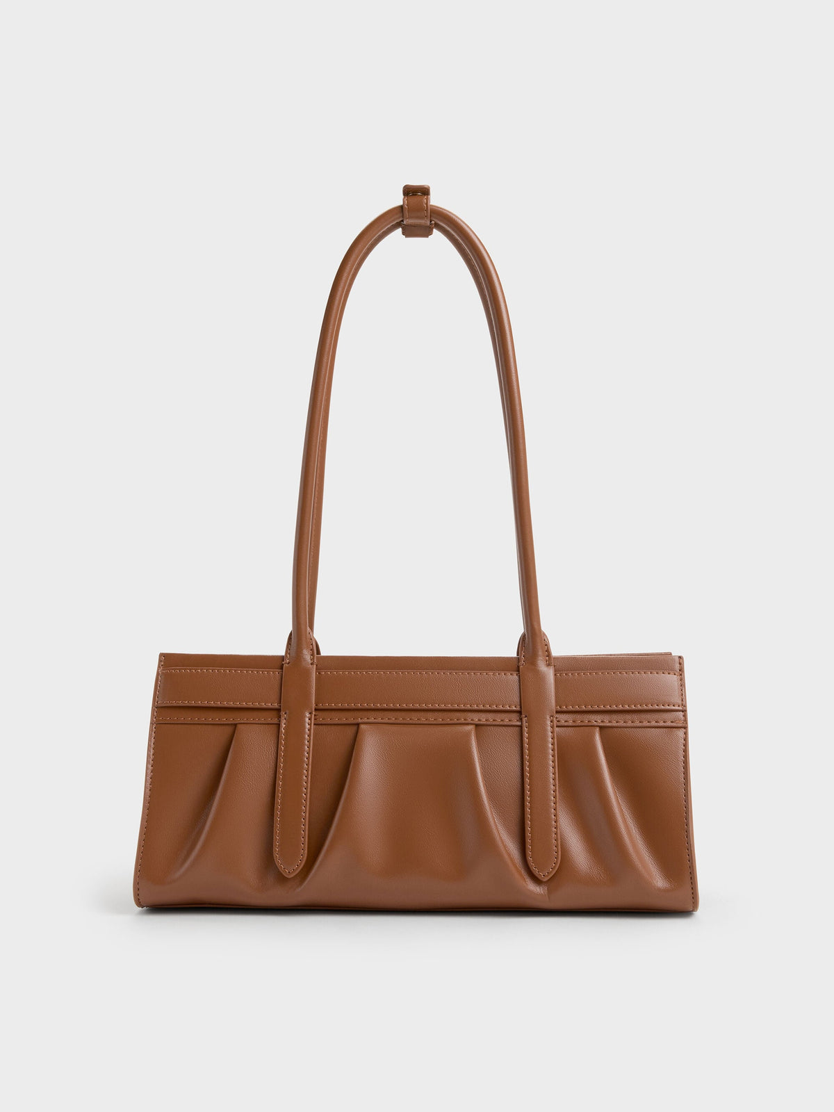 CHARLES & KEITH Premium | Isolde Belted Ruched Shoulder Bag - Chocolate