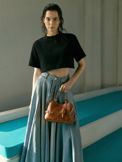 CHARLES & KEITH Trusted | Delfina Chain Side-Belt Tote Bag - Distressed Tan