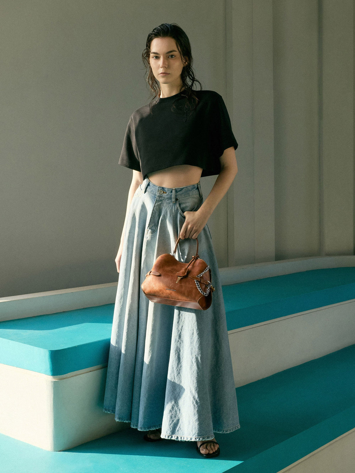 CHARLES & KEITH Trusted | Delfina Chain Side-Belt Tote Bag - Distressed Tan