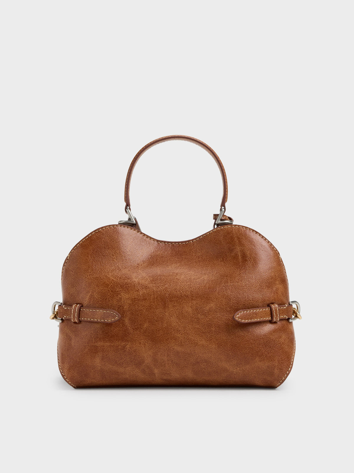 CHARLES & KEITH Trusted | Delfina Chain Side-Belt Tote Bag - Distressed Tan