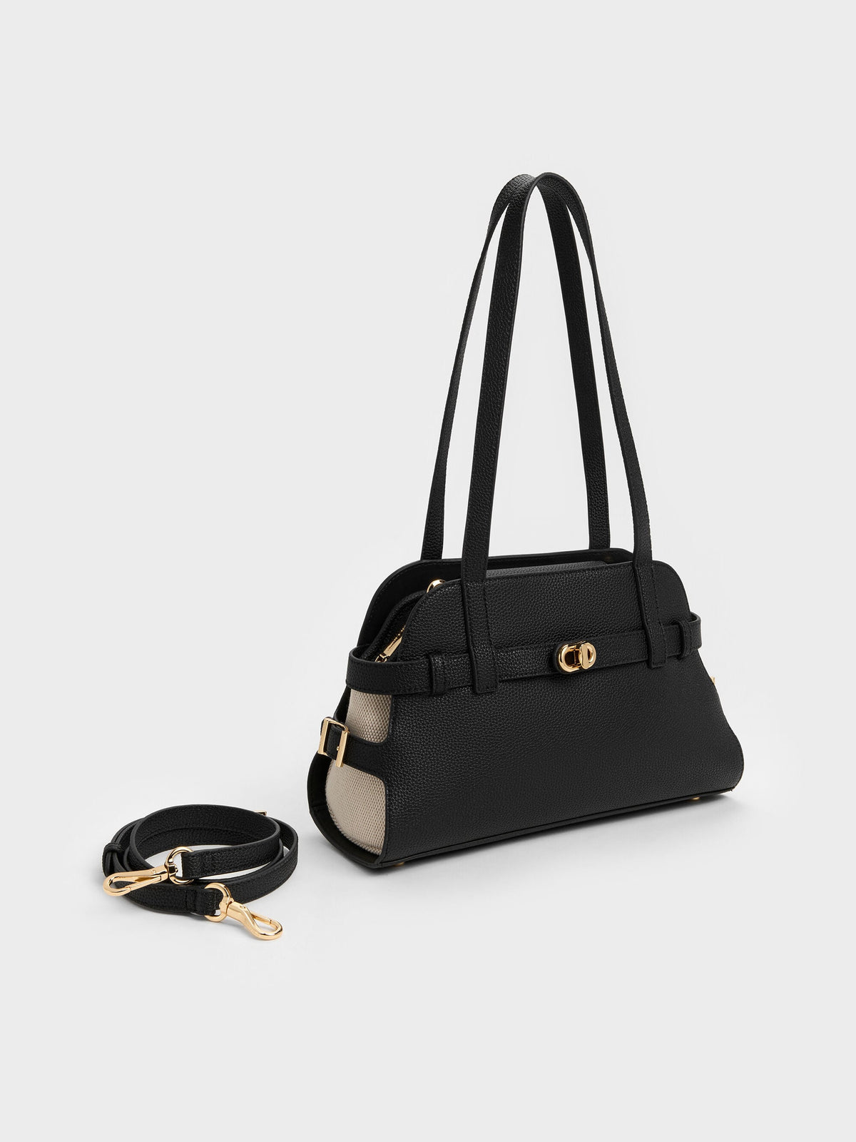 CHARLES & KEITH Quality | Aubrielle Belted Shoulder Bag - Black