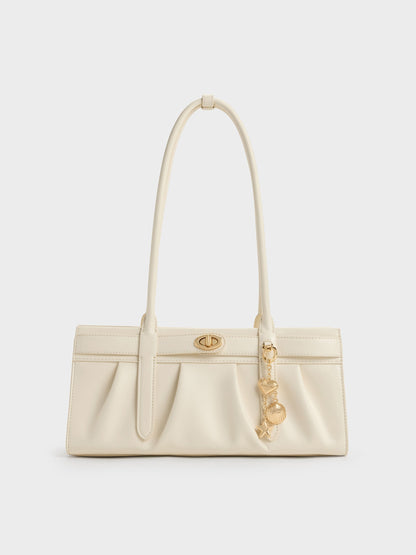 CHARLES & KEITH Deals | Isolde Belted Ruched Shoulder Bag - Cream