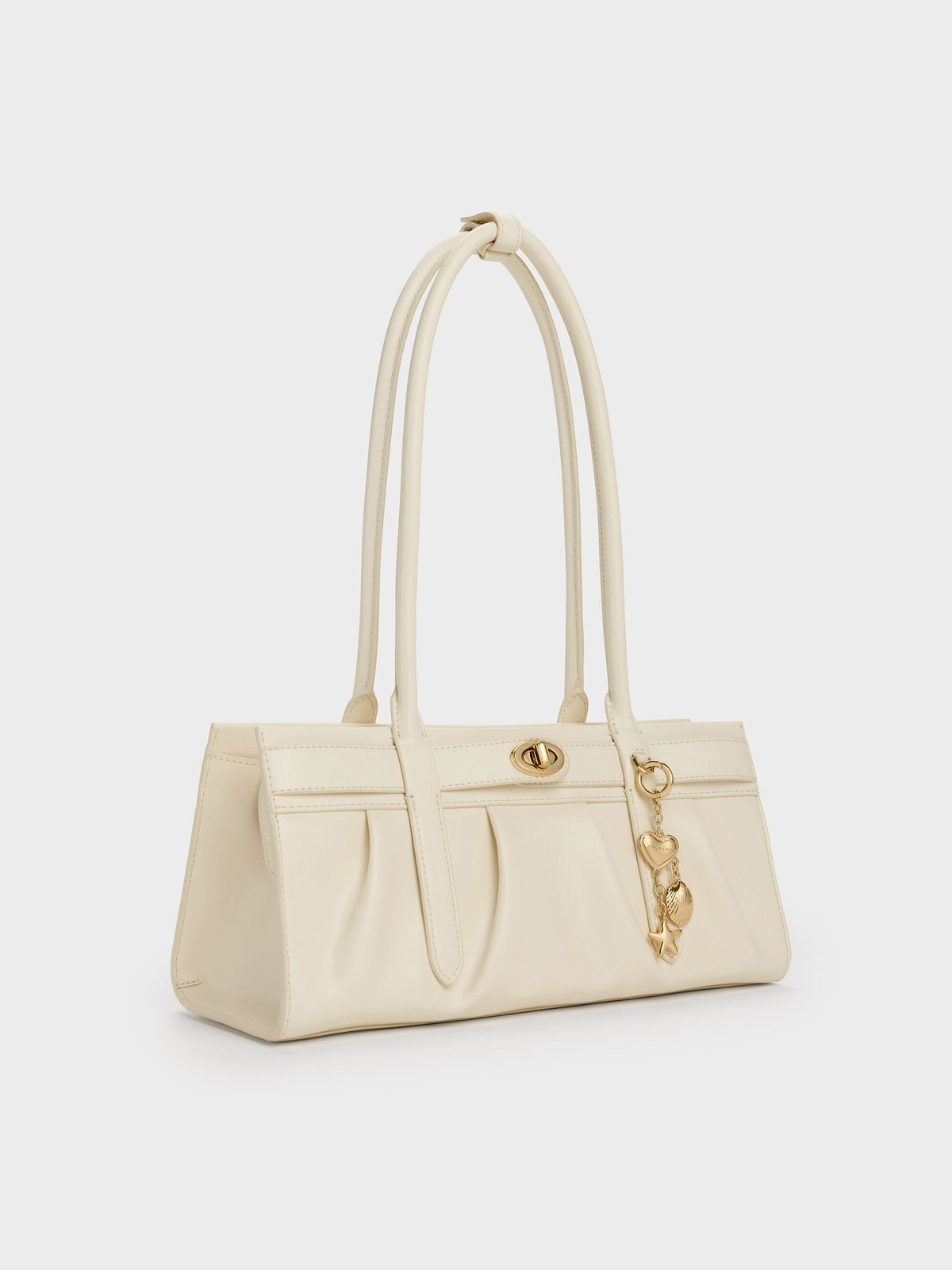 CHARLES & KEITH Deals | Isolde Belted Ruched Shoulder Bag - Cream