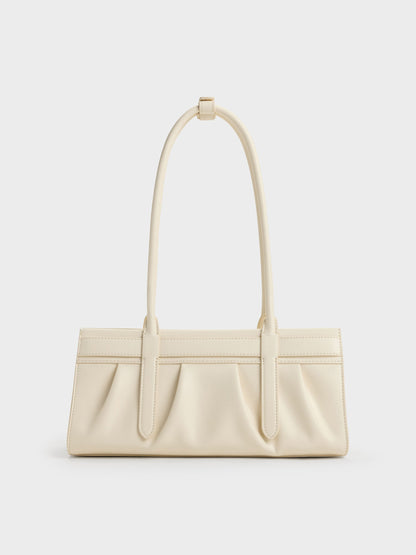 CHARLES & KEITH Deals | Isolde Belted Ruched Shoulder Bag - Cream
