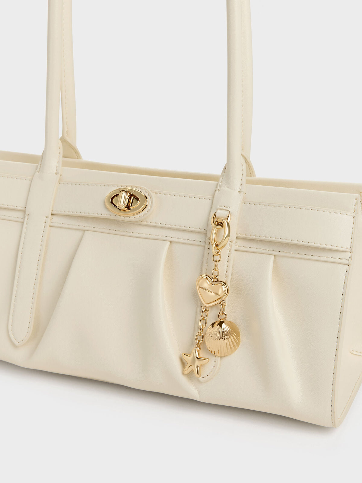 CHARLES & KEITH Deals | Isolde Belted Ruched Shoulder Bag - Cream