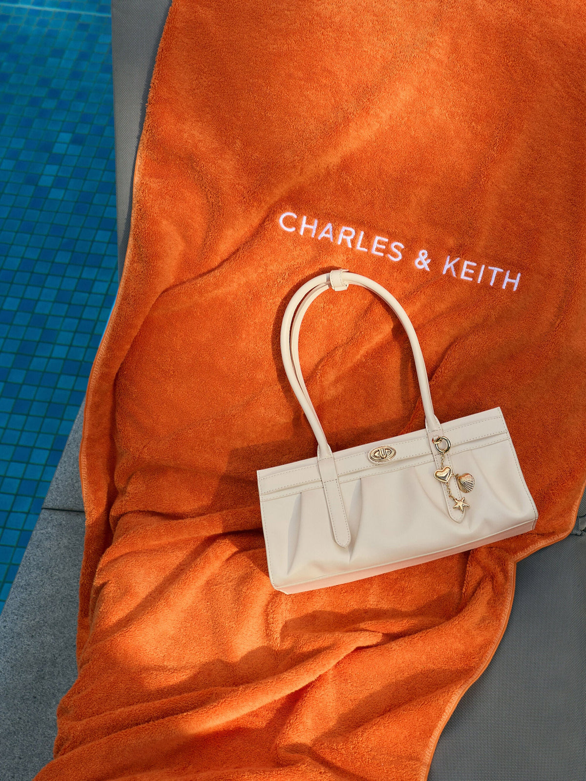 CHARLES & KEITH Deals | Isolde Belted Ruched Shoulder Bag - Cream