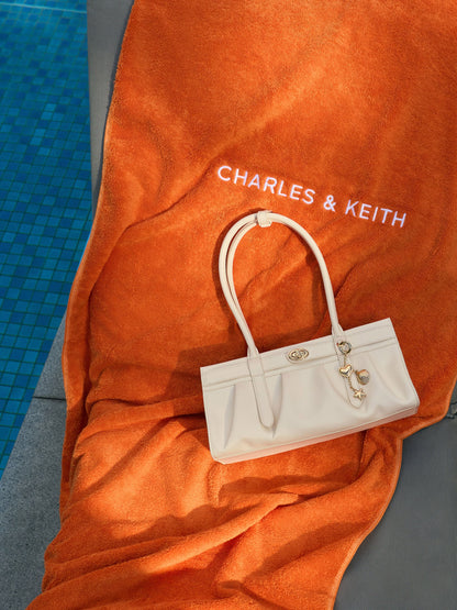 CHARLES & KEITH Deals | Isolde Belted Ruched Shoulder Bag - Cream
