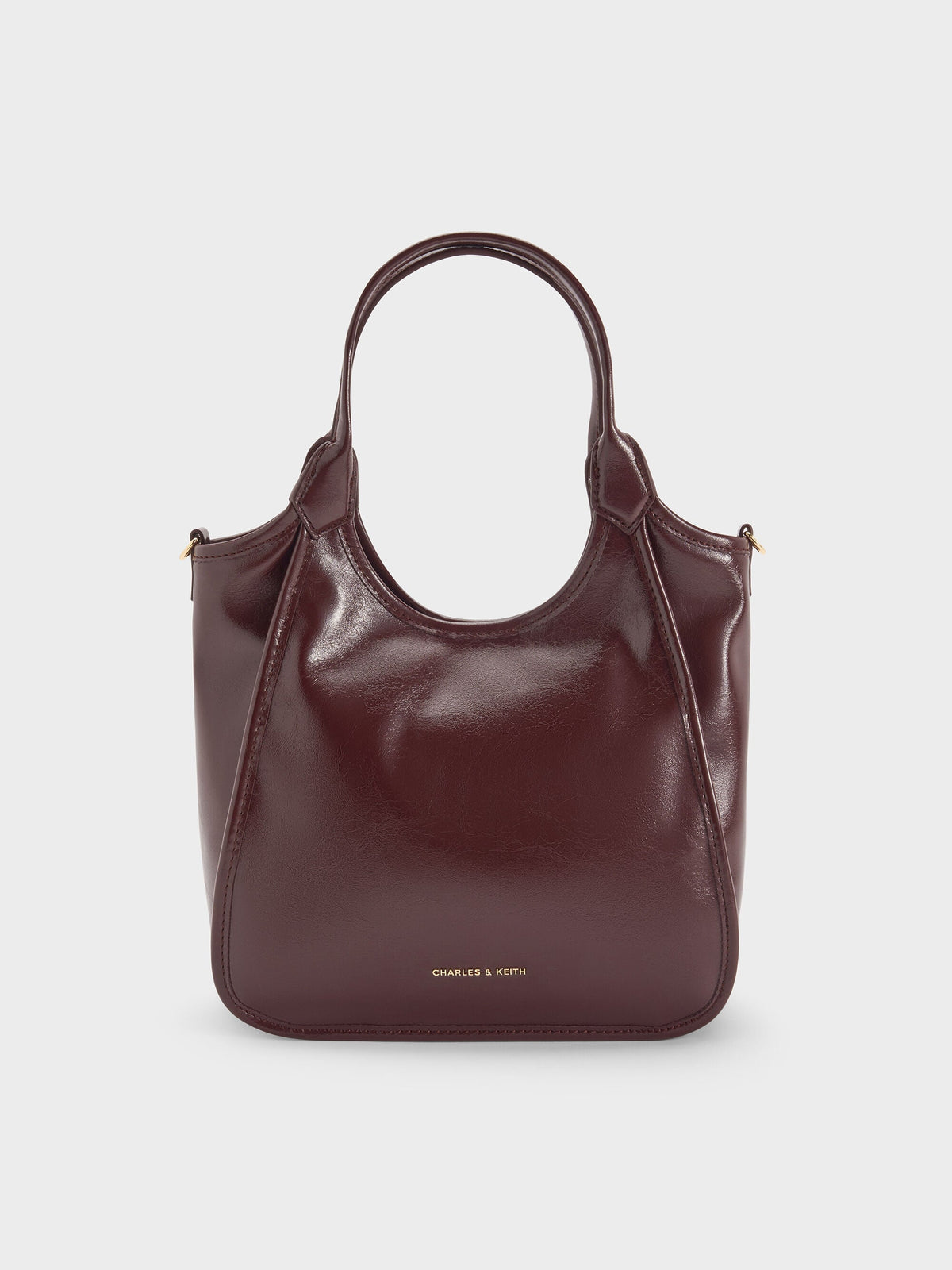 CHARLES & KEITH Great Value | Mini Sianna Crinkle-Effect Slouchy Tote Bag - Wineberry Red