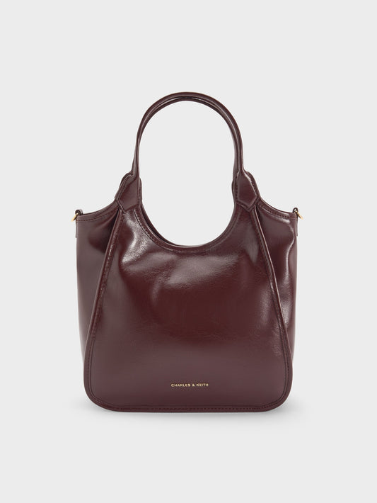 CHARLES & KEITH Great Value | Mini Sianna Crinkle-Effect Slouchy Tote Bag - Wineberry Red