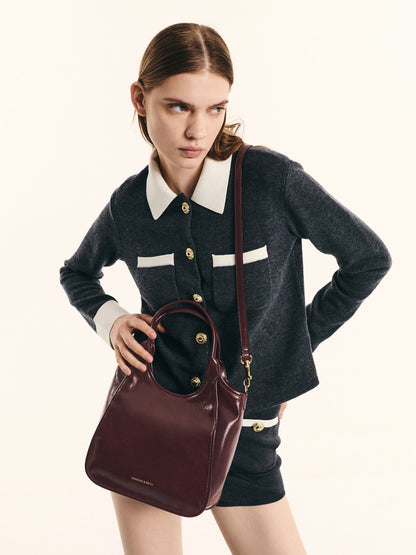 CHARLES & KEITH Great Value | Mini Sianna Crinkle-Effect Slouchy Tote Bag - Wineberry Red