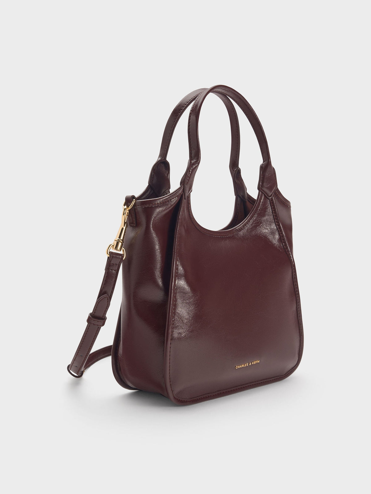 CHARLES & KEITH Great Value | Mini Sianna Crinkle-Effect Slouchy Tote Bag - Wineberry Red