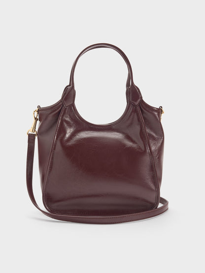 CHARLES & KEITH Great Value | Mini Sianna Crinkle-Effect Slouchy Tote Bag - Wineberry Red
