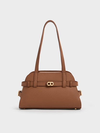 CHARLES & KEITH Latest | Aubrielle Belted Shoulder Bag - Chocolate