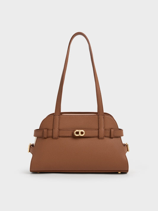 CHARLES & KEITH Latest | Aubrielle Belted Shoulder Bag - Chocolate